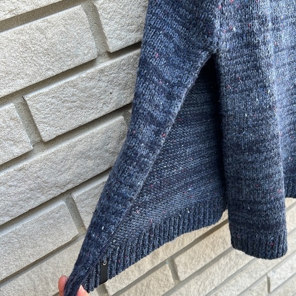 Woolrich Turtleneck Sleeveless Long Sweater Speckled Navy Blue - Picture 7 of 11